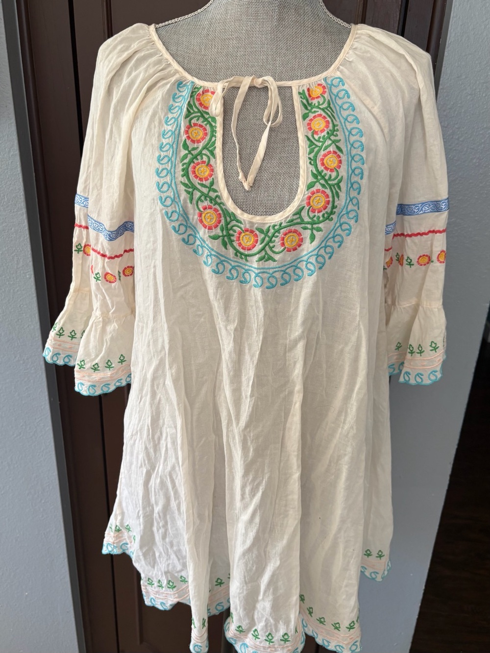 Lilka White Bohemian Embroidered Coverup Dress